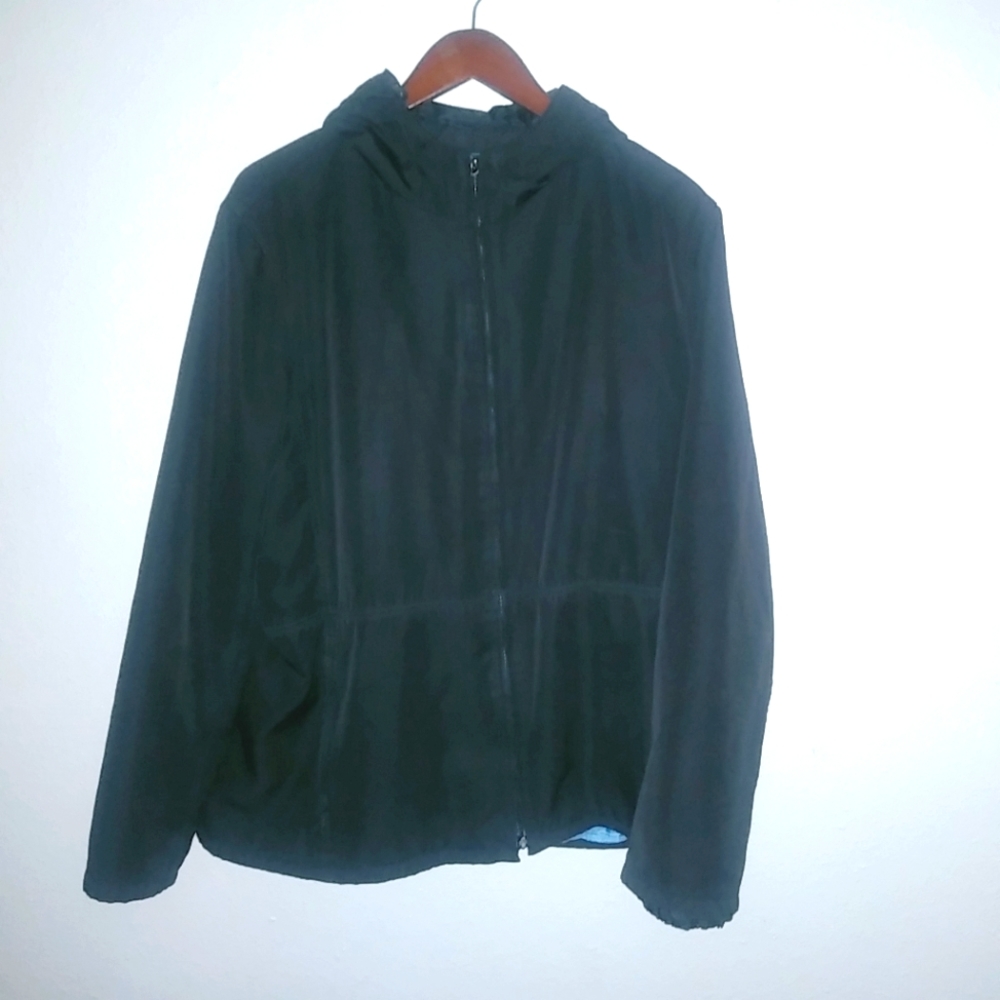 GAP Gorpcore XL Hoodie Zip Front Quilted Lining Windbreaker Jacket Black